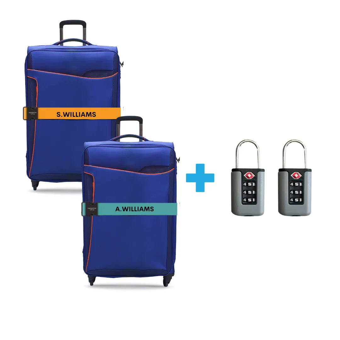 Couple's Travel Set Personalised Straps & TSA Approved Locks Luggage