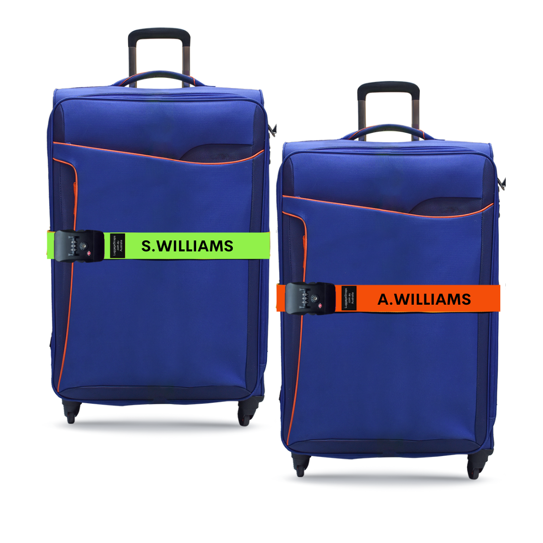 Couple's Personalized Lockable Luggage Strap Bundle TSACertified
